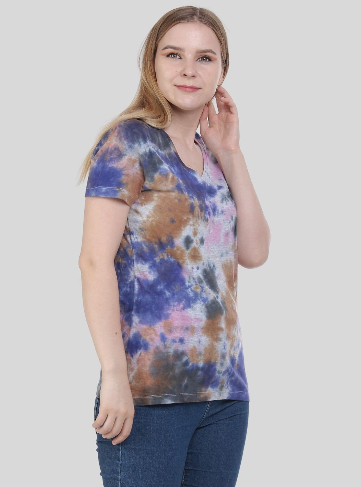 Women's Grey Melange Tie & Dye Short Sleeve Cotton Jersey T-Shirt by Boer and Fitch - Boer and Fitch