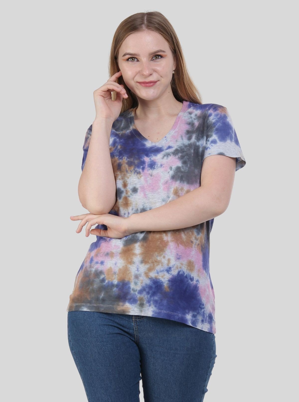 Women's Grey Melange Tie & Dye Short Sleeve Cotton Jersey T-Shirt by Boer and Fitch - Boer and Fitch