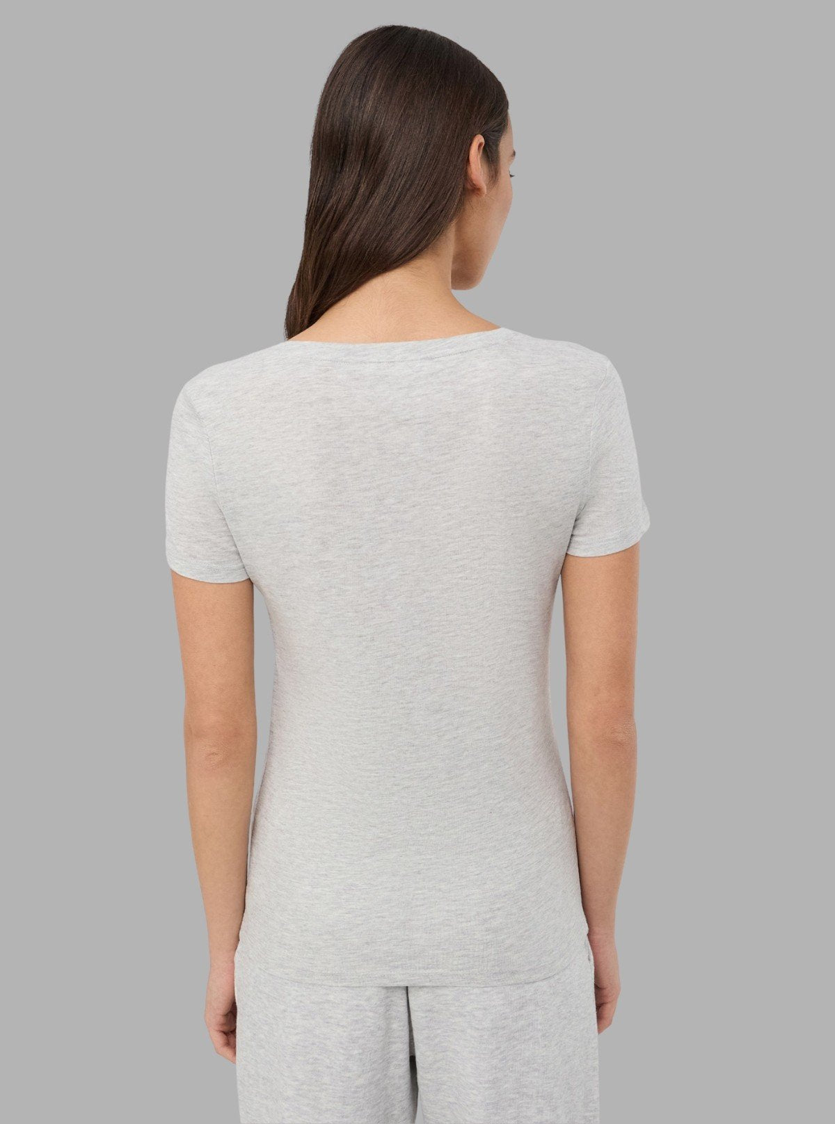 Women’s Grey Melange V - Neck Short Sleeve Cotton Jersey T-Shirt by Boer and Fitch - Boer and Fitch