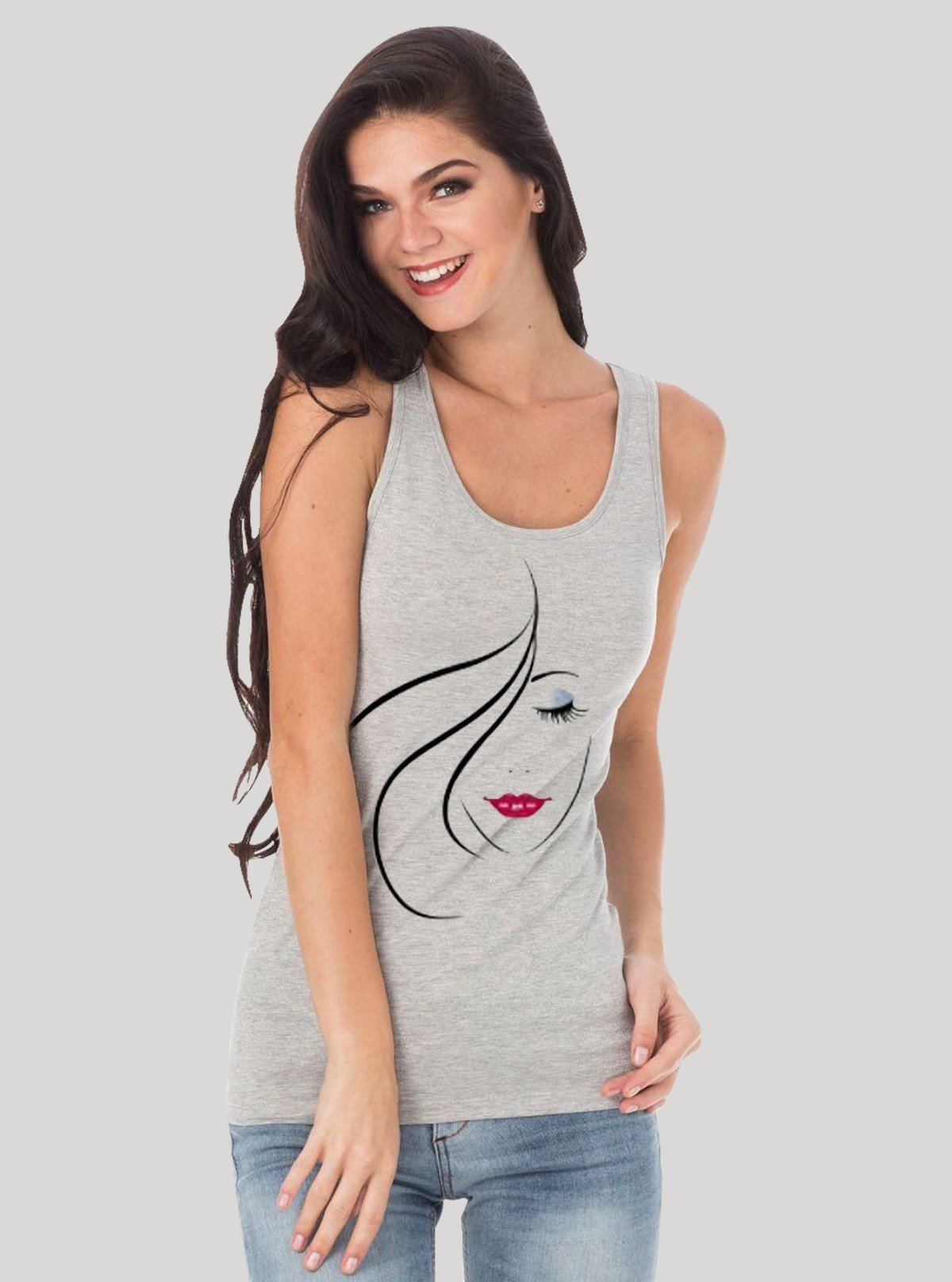 Women’s Grey Printed Sleeveless Top – Casual & Stylish | Boer & Fitch - Boer and Fitch