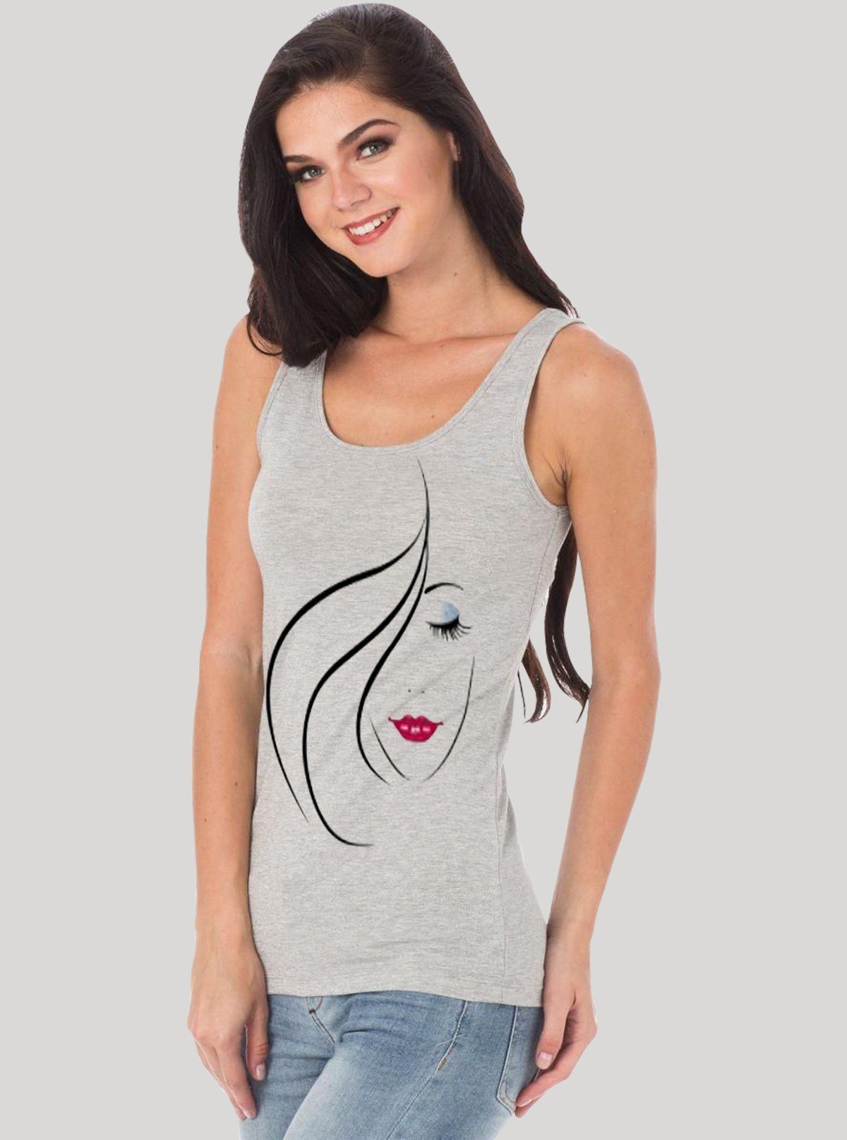 Women’s Grey Printed Sleeveless Top – Casual & Stylish | Boer & Fitch - Boer and Fitch