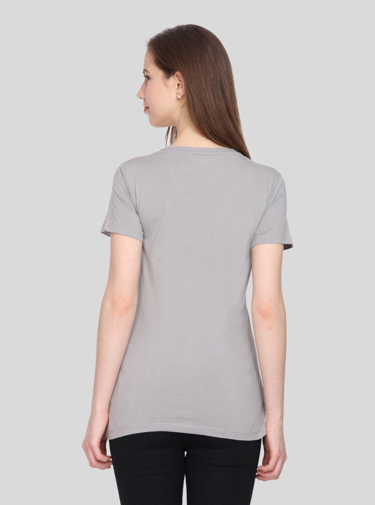 Women's Grey Solid Crew Neck Cotton Jersey Short Sleeve T-Shirt by Boer and Fitch - Boer and Fitch