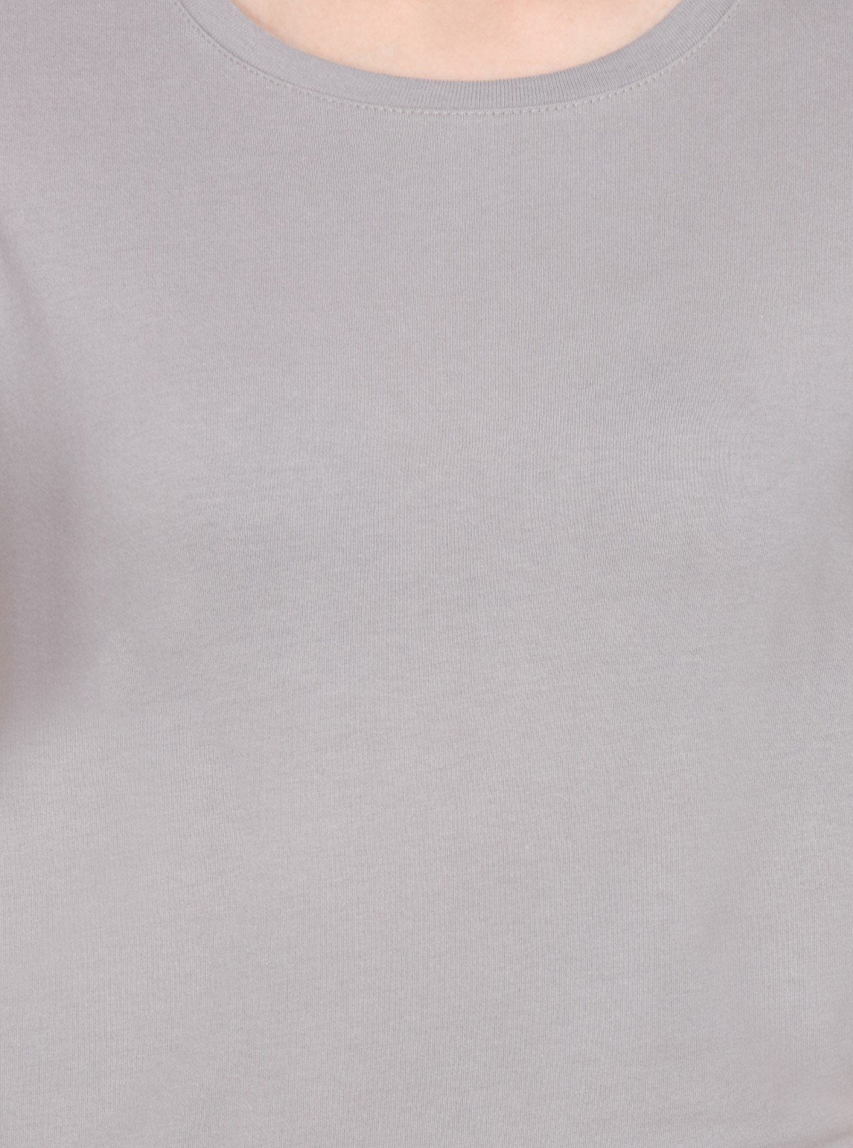 Women's Grey Solid Crew Neck Cotton Jersey Short Sleeve T-Shirt by Boer and Fitch - Boer and Fitch