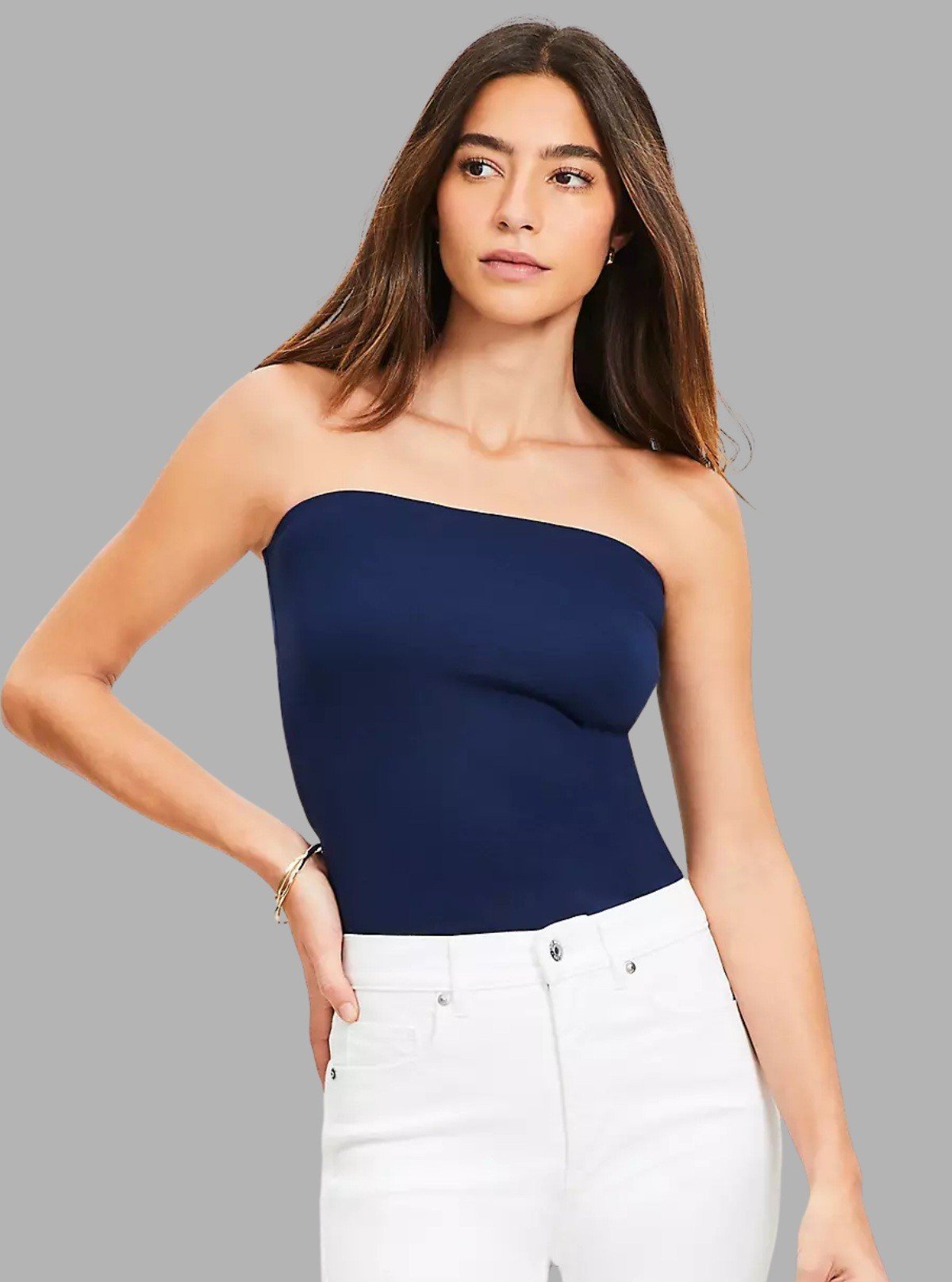 Women’s Ink Blue Cotton Elastane Tube Top – Sleek, Stretchy & Stylish - Boer and Fitch