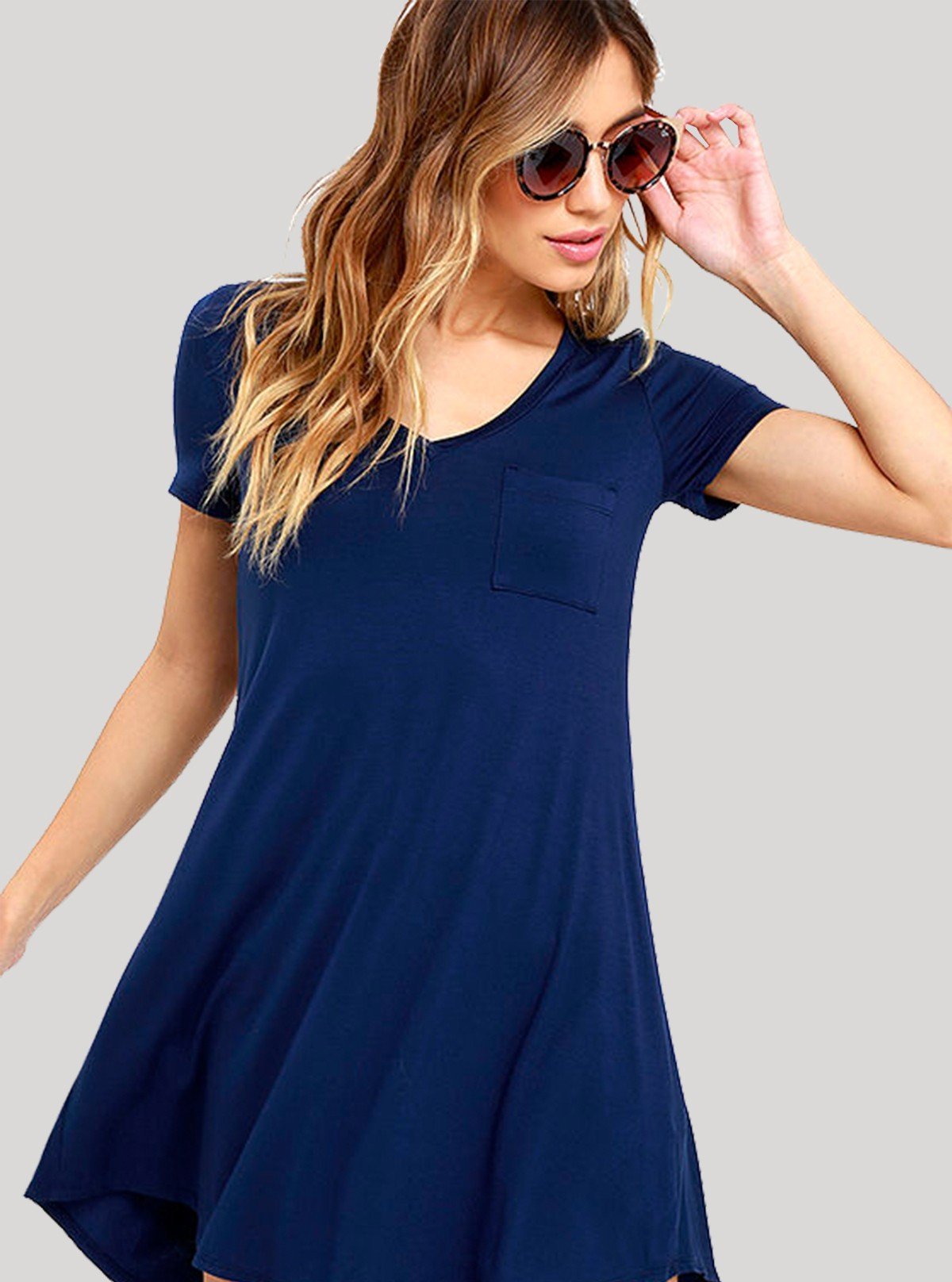 Women's Ink Blue Cotton Short Sleeve Dress – Effortless Everyday Style - Boer and Fitch