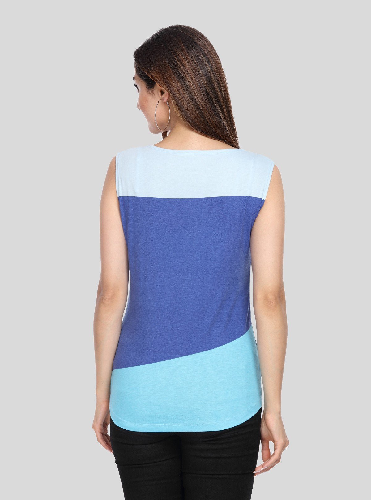 Women's Ink Blue Cut and Sew Sleeveless Cotton Jersey Top by Boer and Fitch - Boer and Fitch