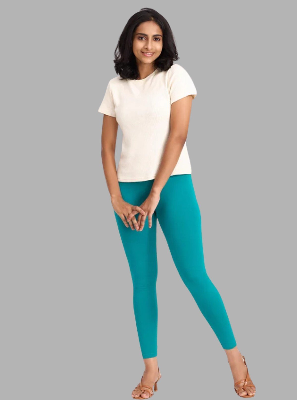Women's Jade Green Ankle Legging – Feather - Touch Cotton Stretch Fit - Boer and Fitch