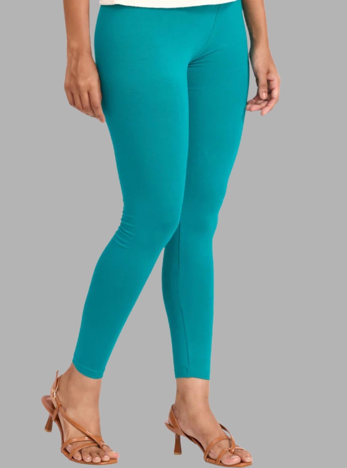 Women's Jade Green Ankle Legging – Feather - Touch Cotton Stretch Fit - Boer and Fitch