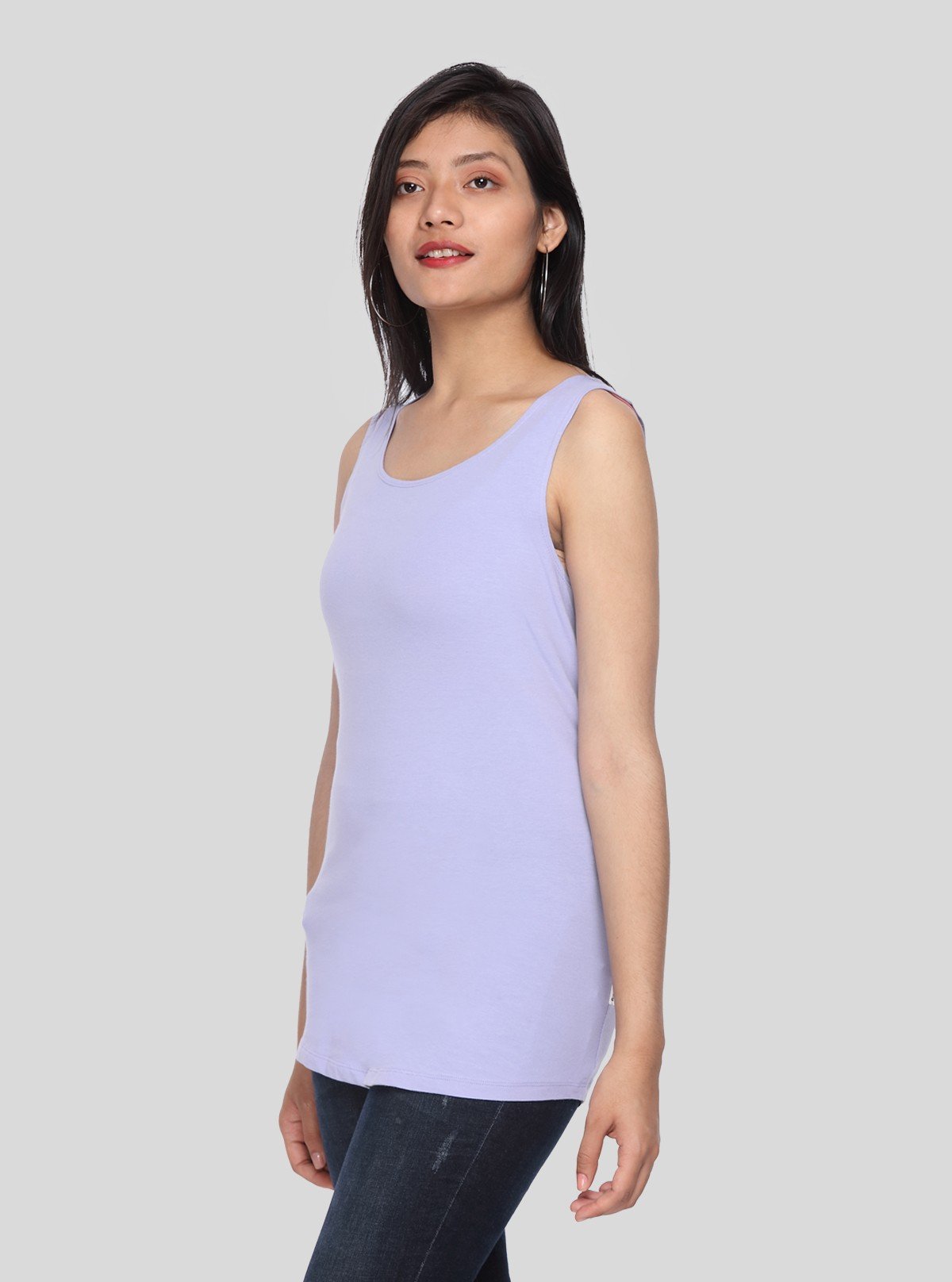 Women's Lavender Sleeveless Cotton Elastane Jersey Top by Boer and Fitch - Boer and Fitch