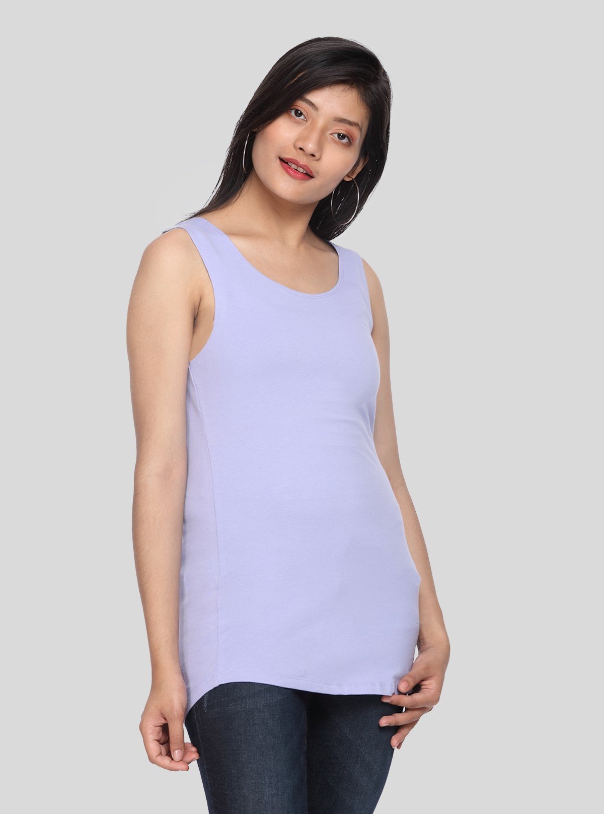 Women's Lavender Sleeveless Cotton Elastane Jersey Top by Boer and Fitch - Boer and Fitch
