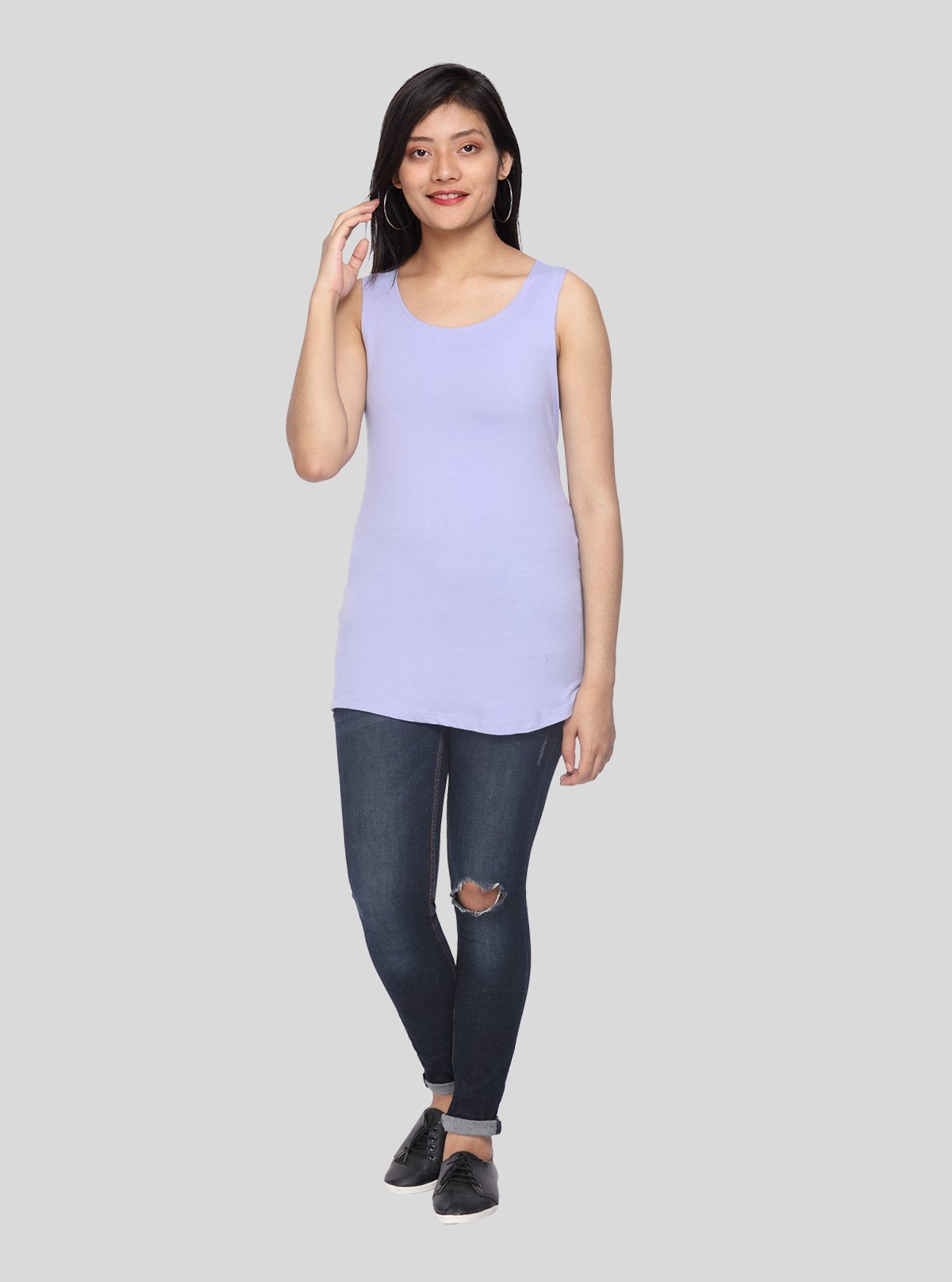 Women's Lavender Sleeveless Cotton Elastane Jersey Top by Boer and Fitch - Boer and Fitch