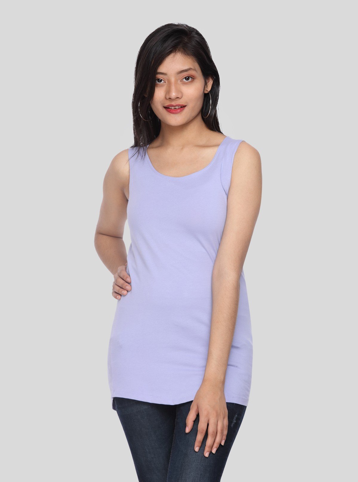 Women's Lavender Sleeveless Cotton Elastane Jersey Top by Boer and Fitch - Boer and Fitch