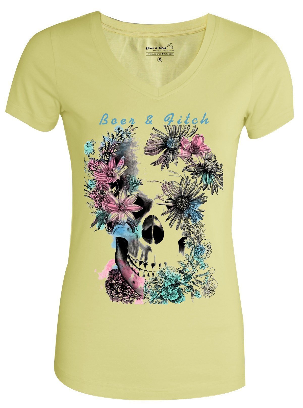 Women’s Lemon Skull Print V - Neck Tee – Trendy & Comfortable | Boer & Fitch - Boer and Fitch