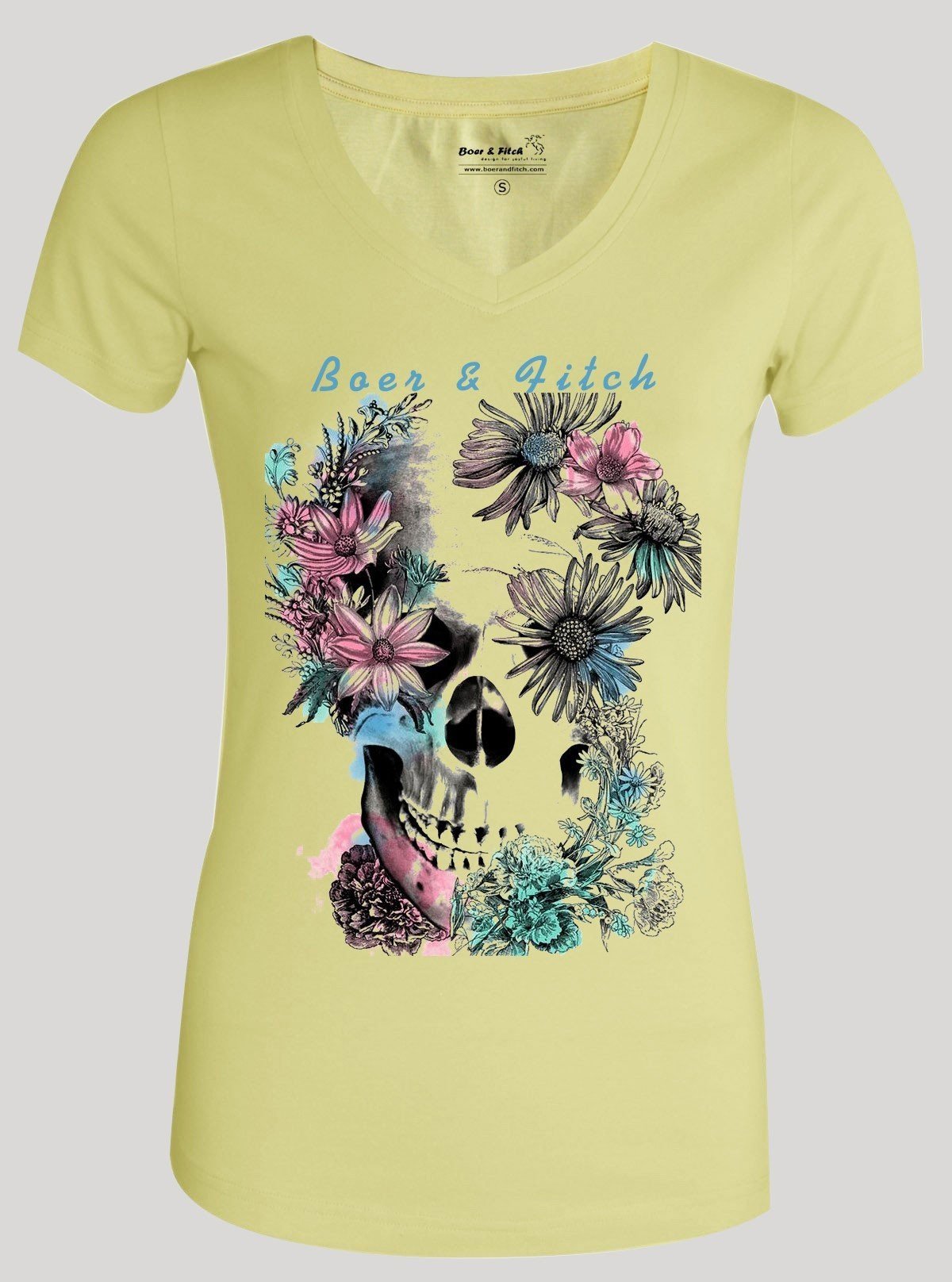 Women’s Lemon Skull Print V - Neck Tee – Trendy & Comfortable | Boer & Fitch - Boer and Fitch