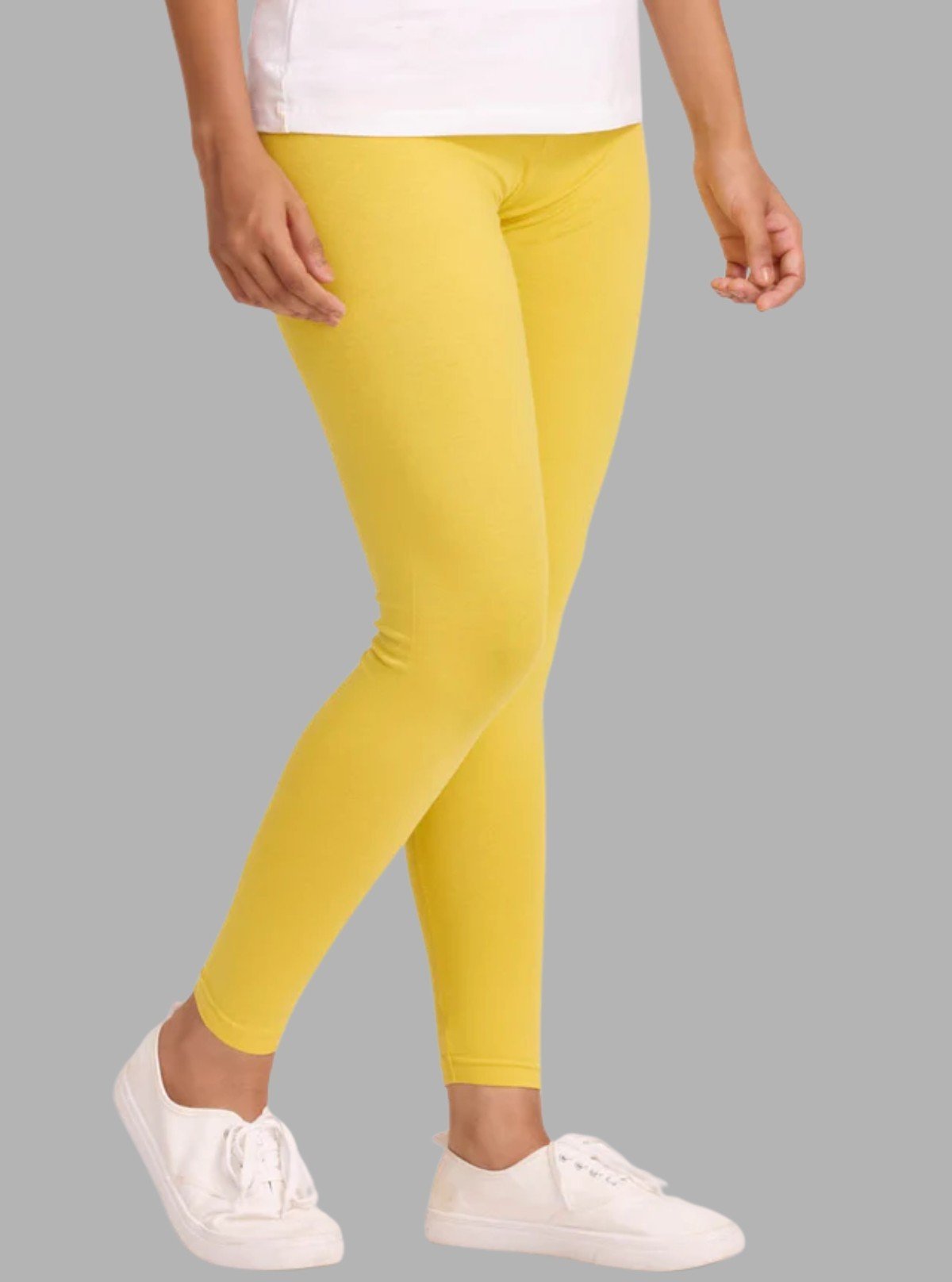 Women's Lemon Yellow Ankle Legging – Soft Cotton Stretch by Boer & Fitch - Boer and Fitch