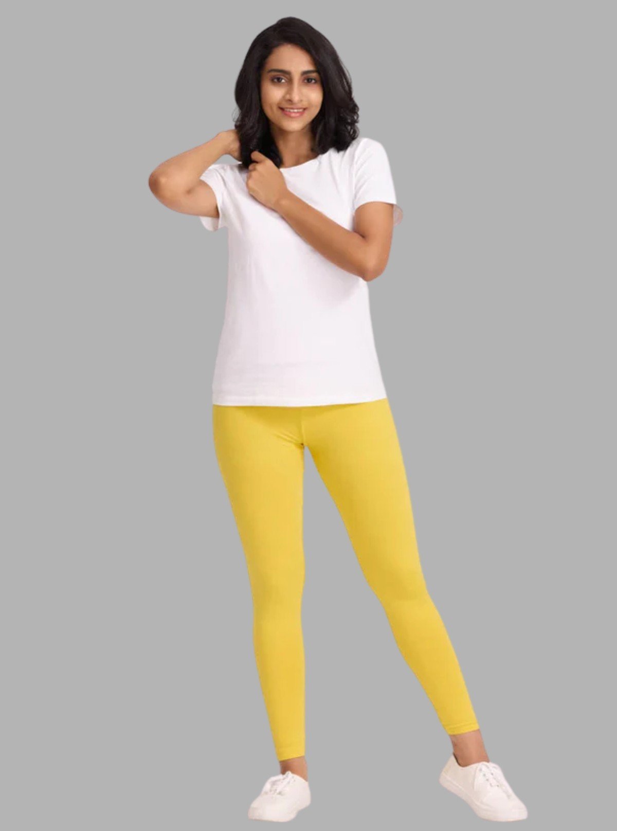 Women's Lemon Yellow Ankle Legging – Soft Cotton Stretch by Boer & Fitch - Boer and Fitch