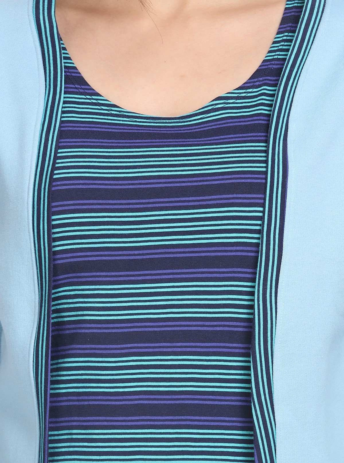 Women's Light Blue Cotton Shrug with Navy Striped Inner Top Set – Boer and Fitch - Boer and Fitch