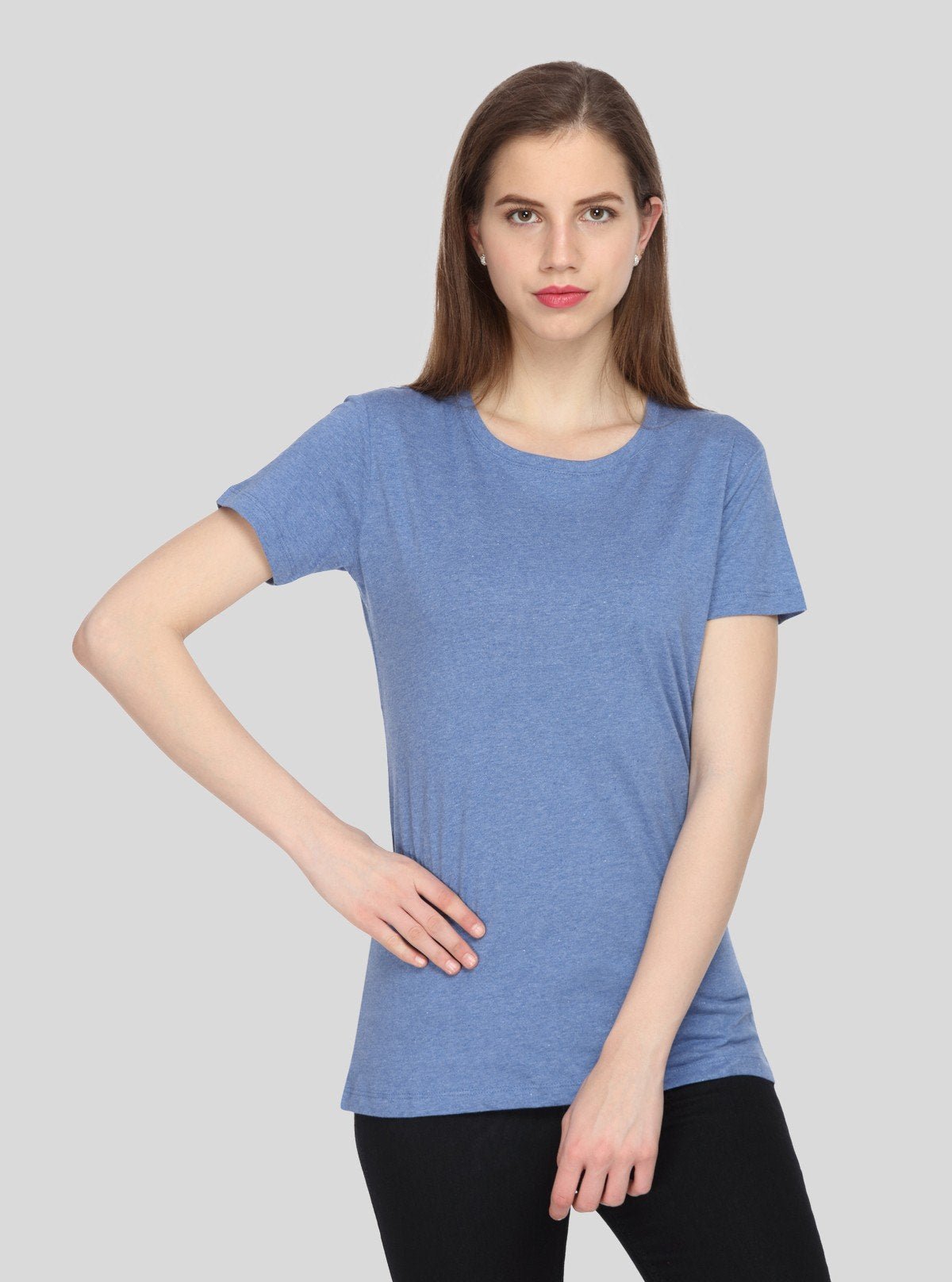 Women's Light Blue Crew Neck Cotton Jersey Short Sleeve T-Shirt by Boer and Fitch - Boer and Fitch