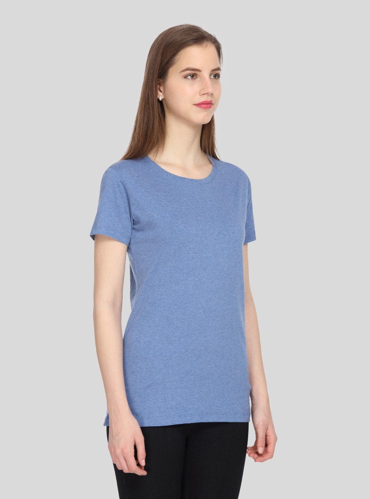 Women's Light Blue Crew Neck Cotton Jersey Short Sleeve T-Shirt by Boer and Fitch - Boer and Fitch