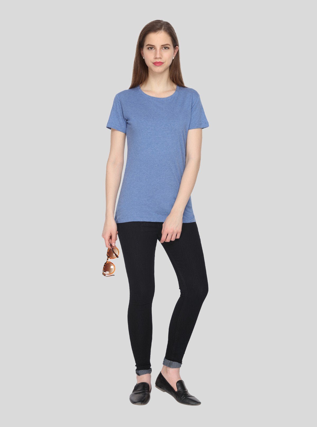 Women's Light Blue Crew Neck Cotton Jersey Short Sleeve T-Shirt by Boer and Fitch - Boer and Fitch