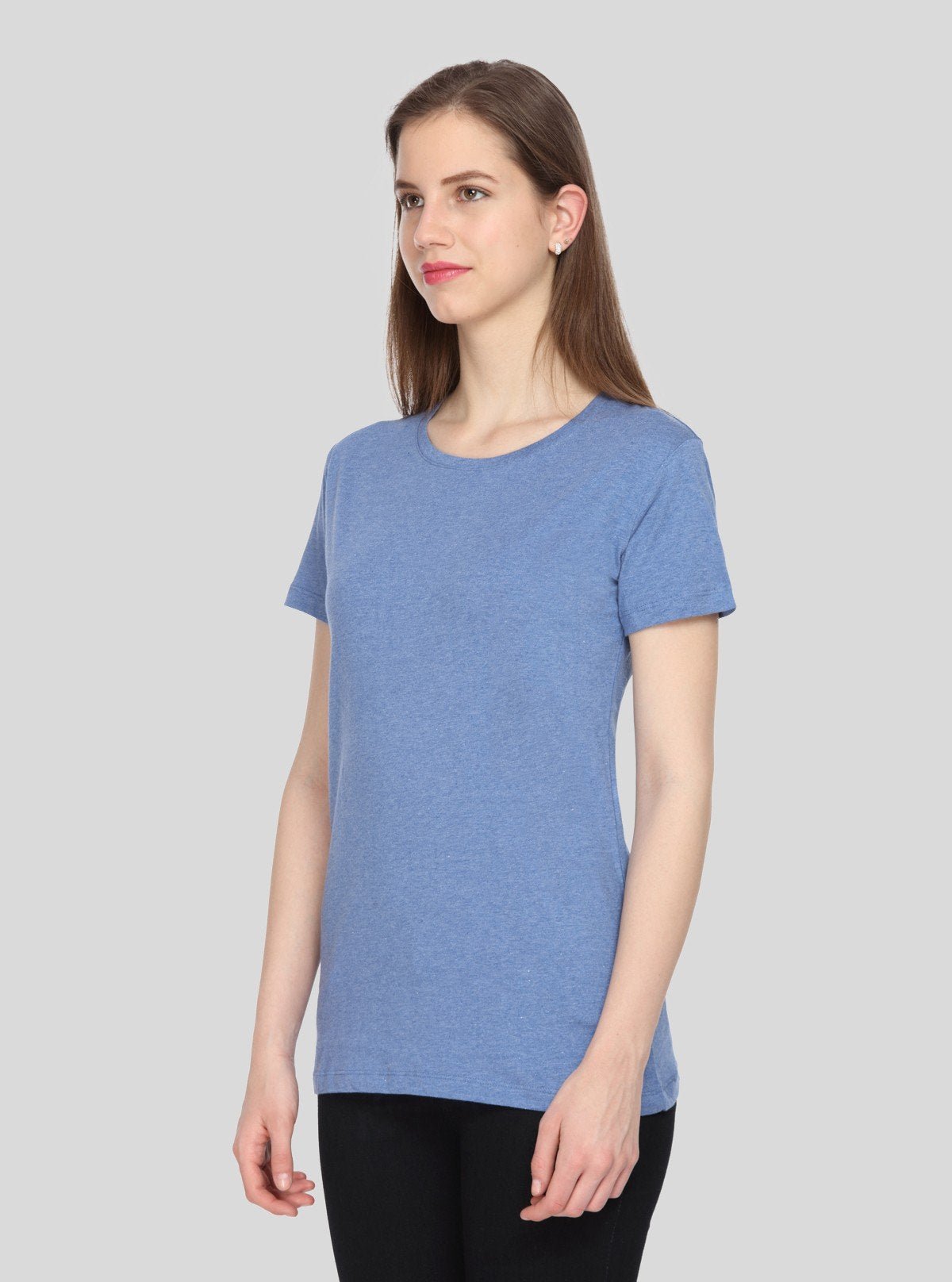 Women's Light Blue Crew Neck Cotton Jersey Short Sleeve T-Shirt by Boer and Fitch - Boer and Fitch