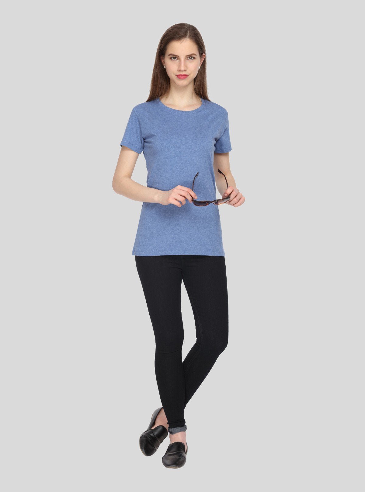 Women's Light Blue Crew Neck Cotton Jersey Short Sleeve T-Shirt by Boer and Fitch - Boer and Fitch
