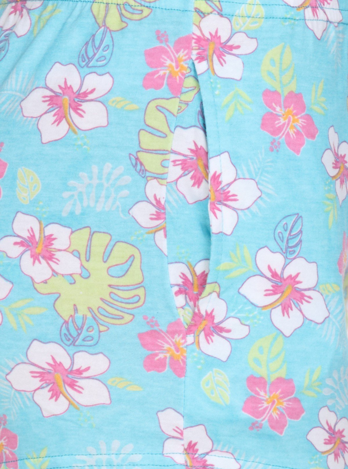 Women’s Light Blue Floral Cotton Jersey Shorts – Soft, Fresh & Feminine Fit - Boer and Fitch
