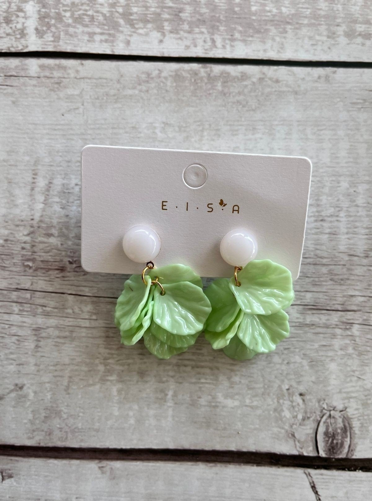 Women’s Light Green Flower Drop Earrings – Elegant & Nature - Inspired - Boer and Fitch