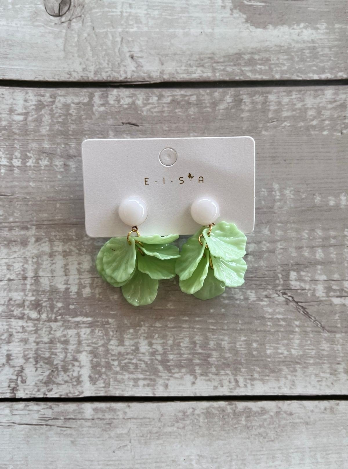 Women’s Light Green Flower Drop Earrings – Elegant & Nature - Inspired - Boer and Fitch