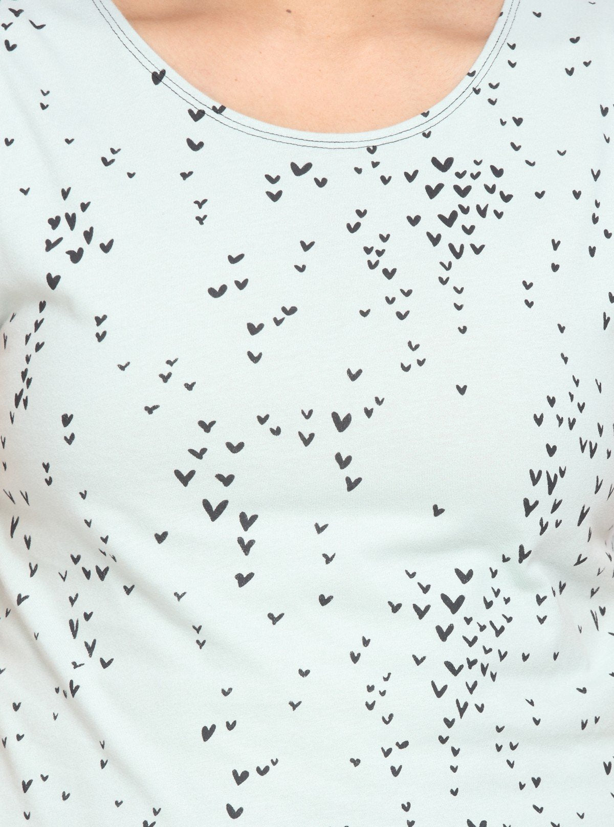 Women’s Light Green Heart Printed Top – Stylish Cotton Blend by Boer and Fitch - Boer and Fitch