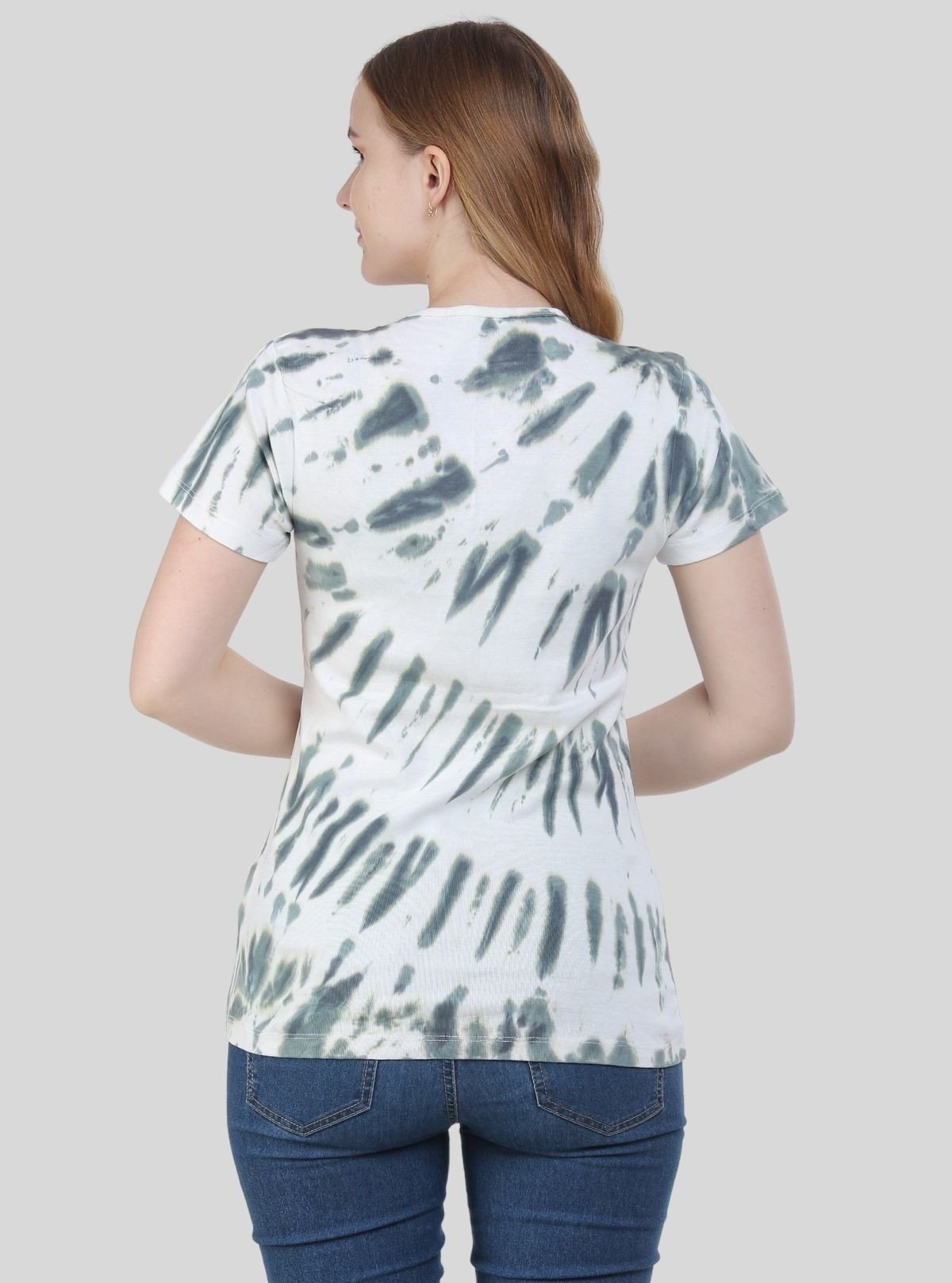 Women’s Light Grey Tie and Dye V - Neck Short Sleeve Cotton Jersey T-Shirt by Boer and Fitch - Boer and Fitch