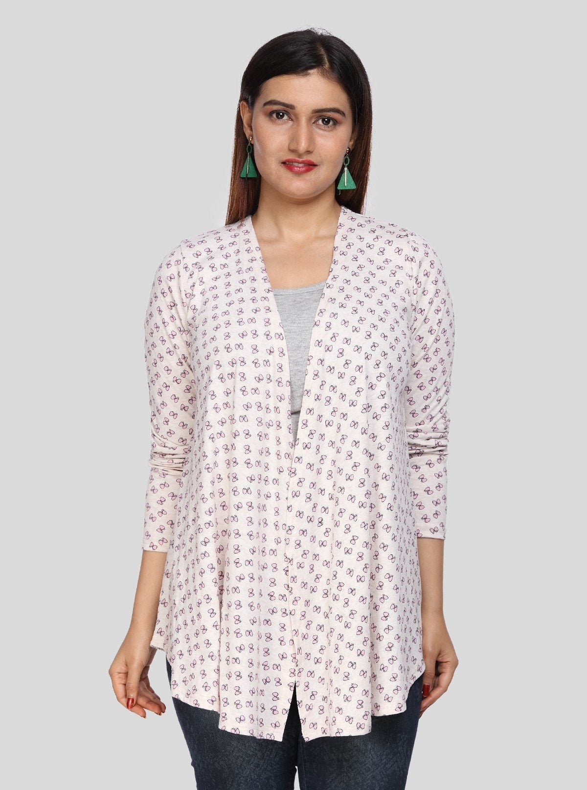 Women's Light Pink Knotty Print Cotton Shrug – Stylish Layer by Boer & Fitch - Boer and Fitch