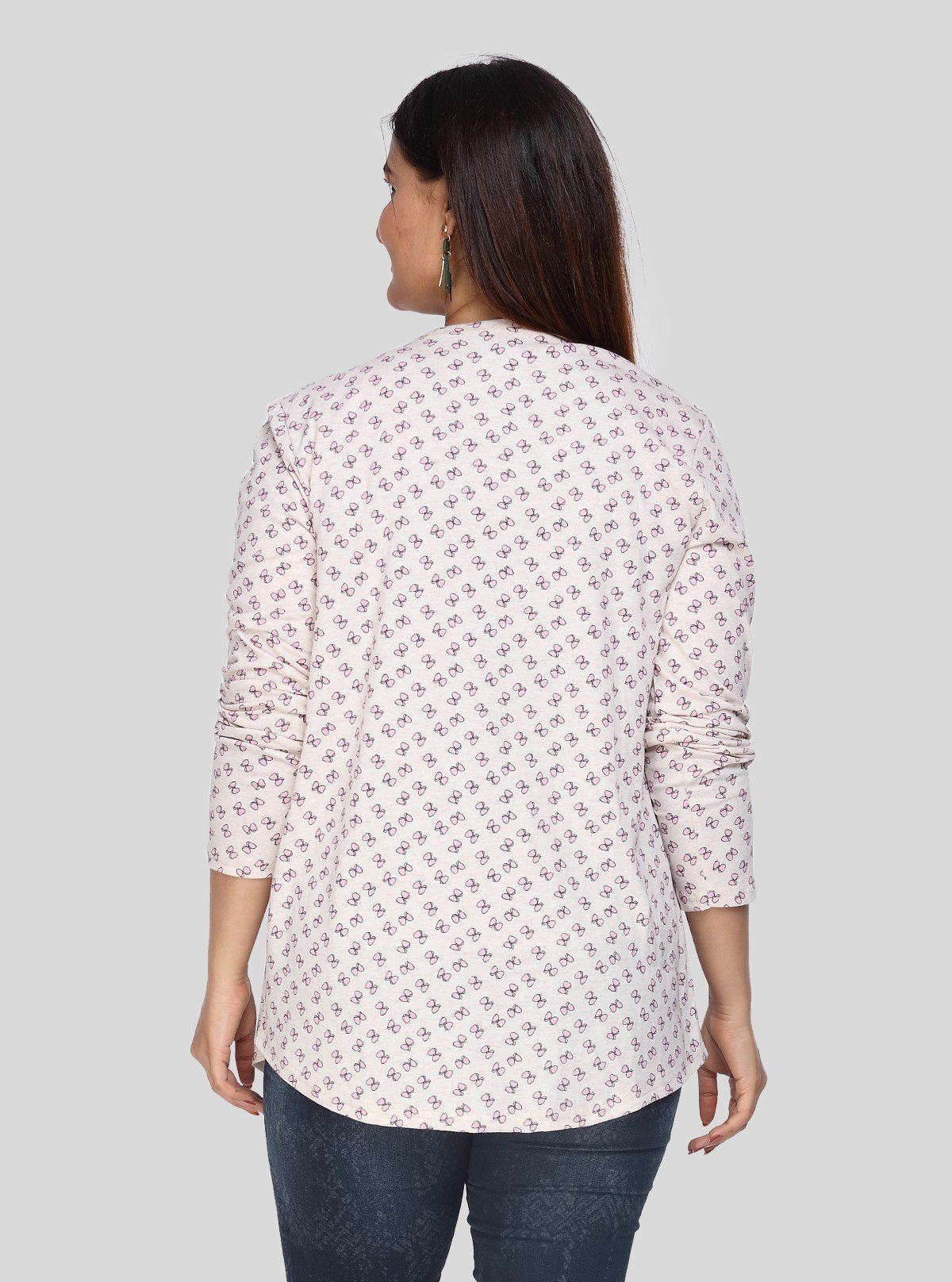 Women's Light Pink Knotty Print Cotton Shrug – Stylish Layer by Boer & Fitch - Boer and Fitch