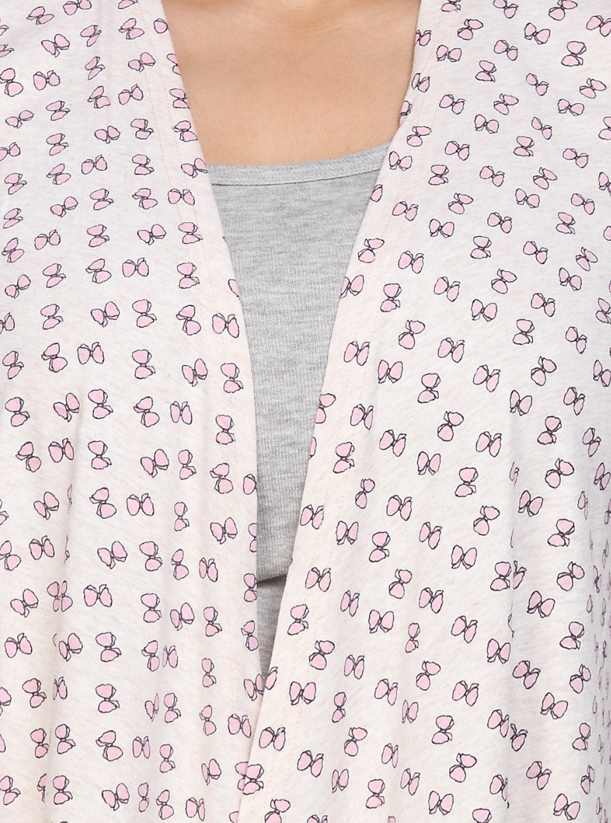 Women's Light Pink Knotty Print Cotton Shrug – Stylish Layer by Boer & Fitch - Boer and Fitch