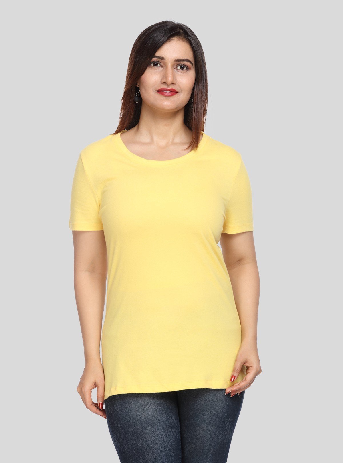 Women's Light Yellow Crew Neck Cotton Jersey Short Sleeve T-Shirt by Boer and Fitch - Boer and Fitch