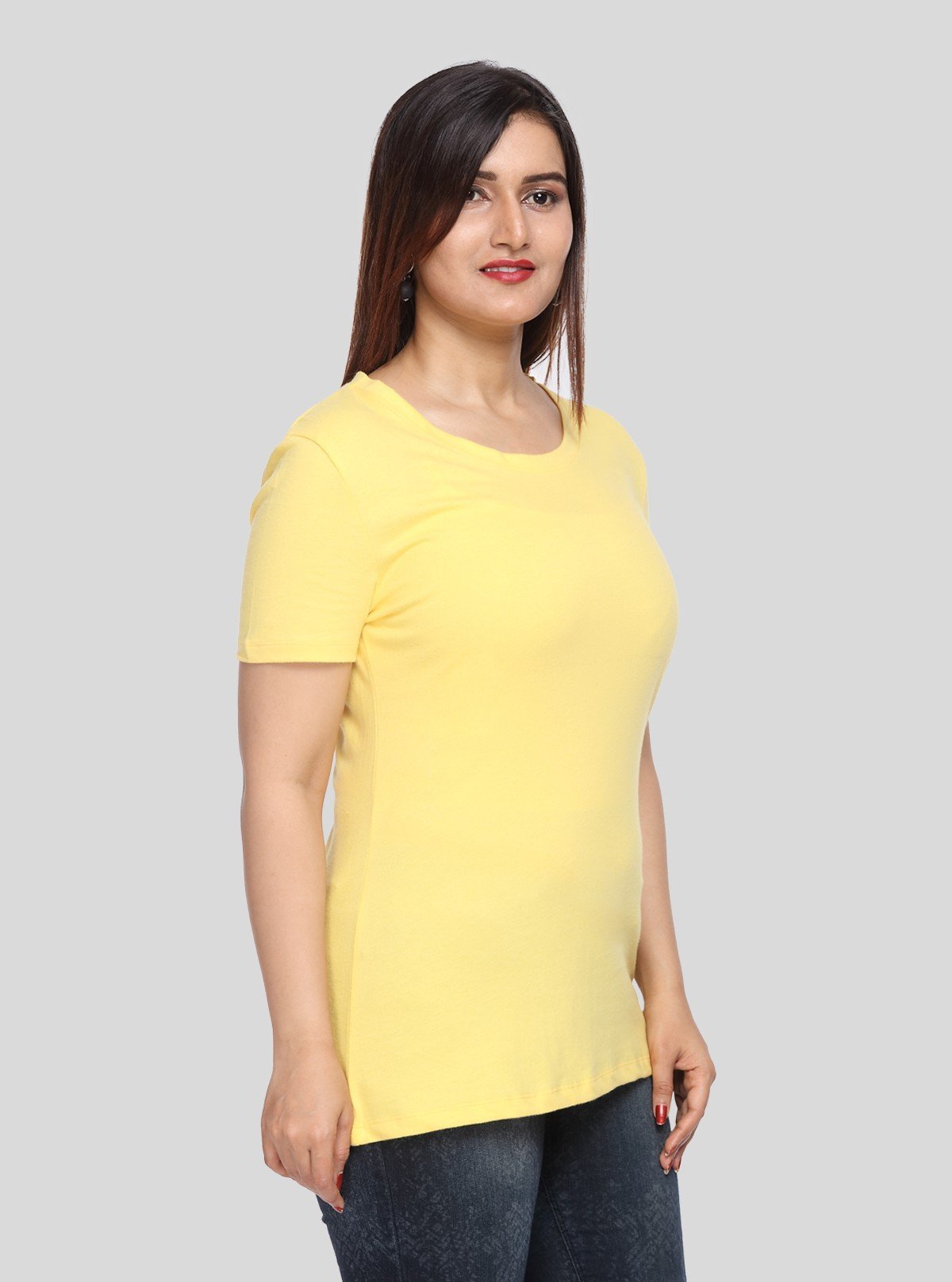 Women's Light Yellow Crew Neck Cotton Jersey Short Sleeve T-Shirt by Boer and Fitch - Boer and Fitch