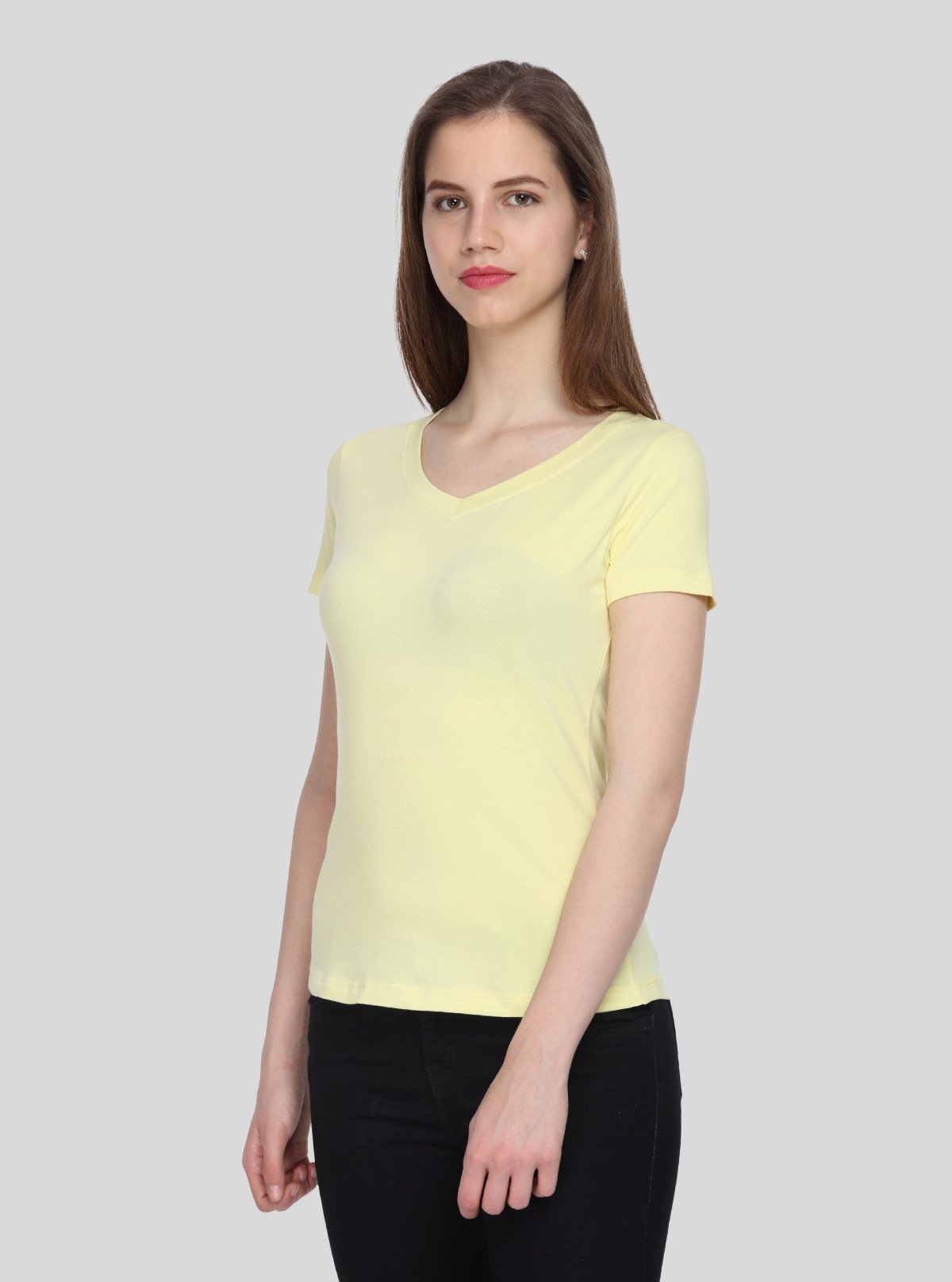 Women’s Light Yellow V - Neck Short Sleeve Cotton Jersey T-Shirt by Boer and Fitch - Boer and Fitch