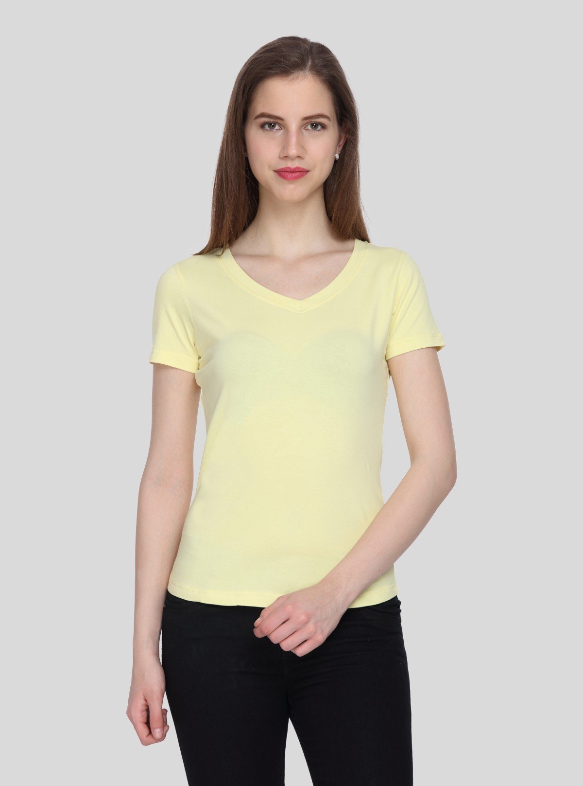 Women’s Light Yellow V - Neck Short Sleeve Cotton Jersey T-Shirt by Boer and Fitch - Boer and Fitch