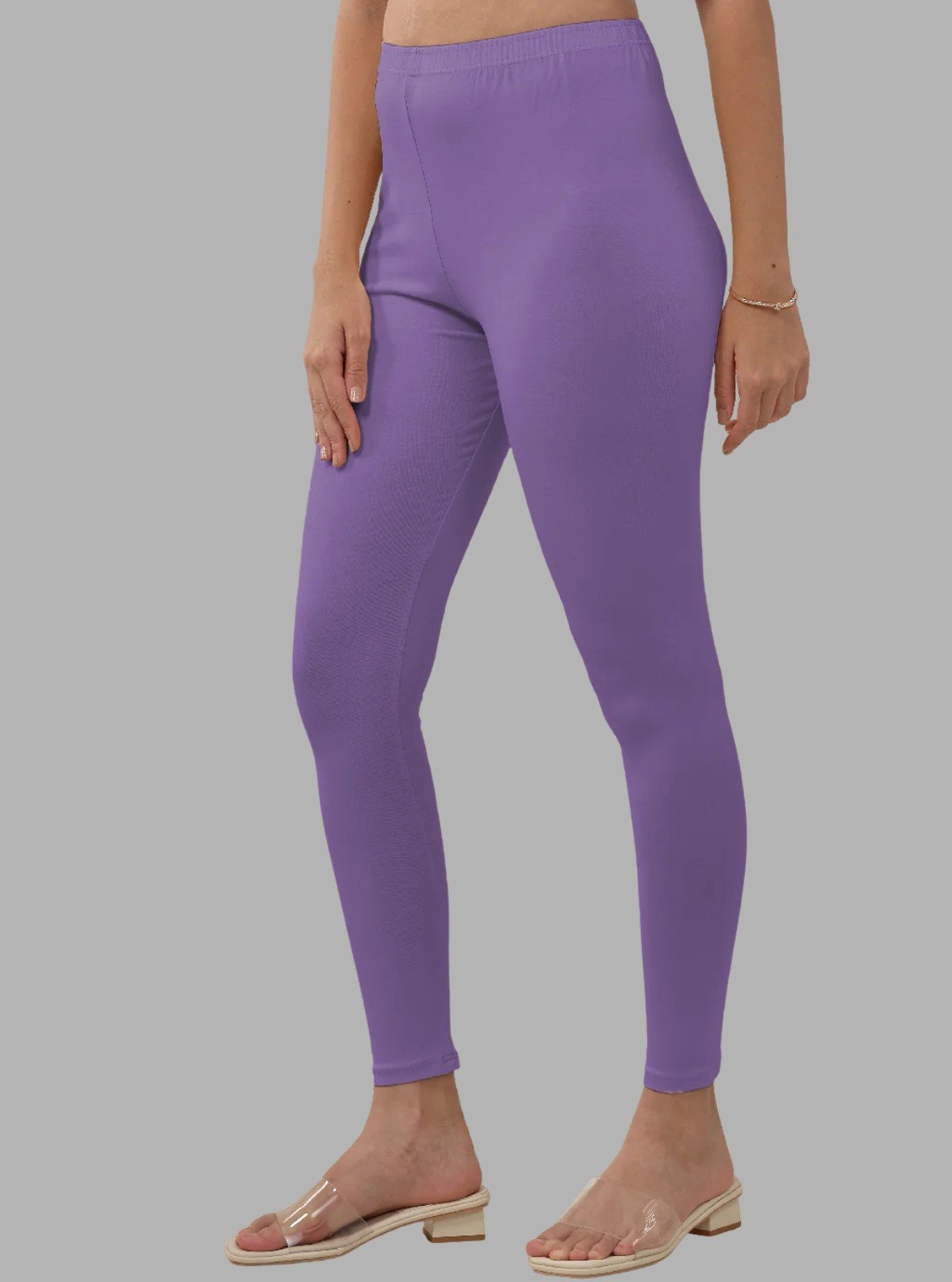 Women's Lilac Ankle Legging – Cotton Elastane Feather - Touch Jersey by Boer & Fitch - Boer and Fitch