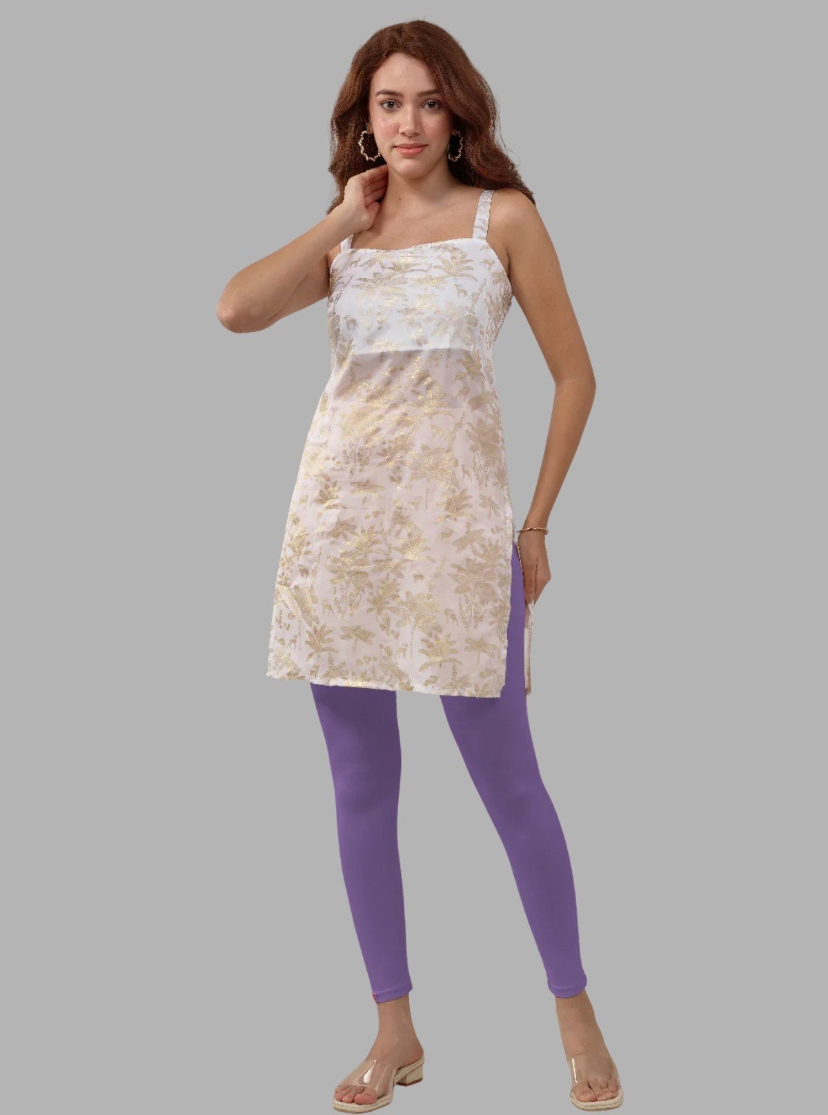 Women's Lilac Ankle Legging – Cotton Elastane Feather - Touch Jersey by Boer & Fitch - Boer and Fitch