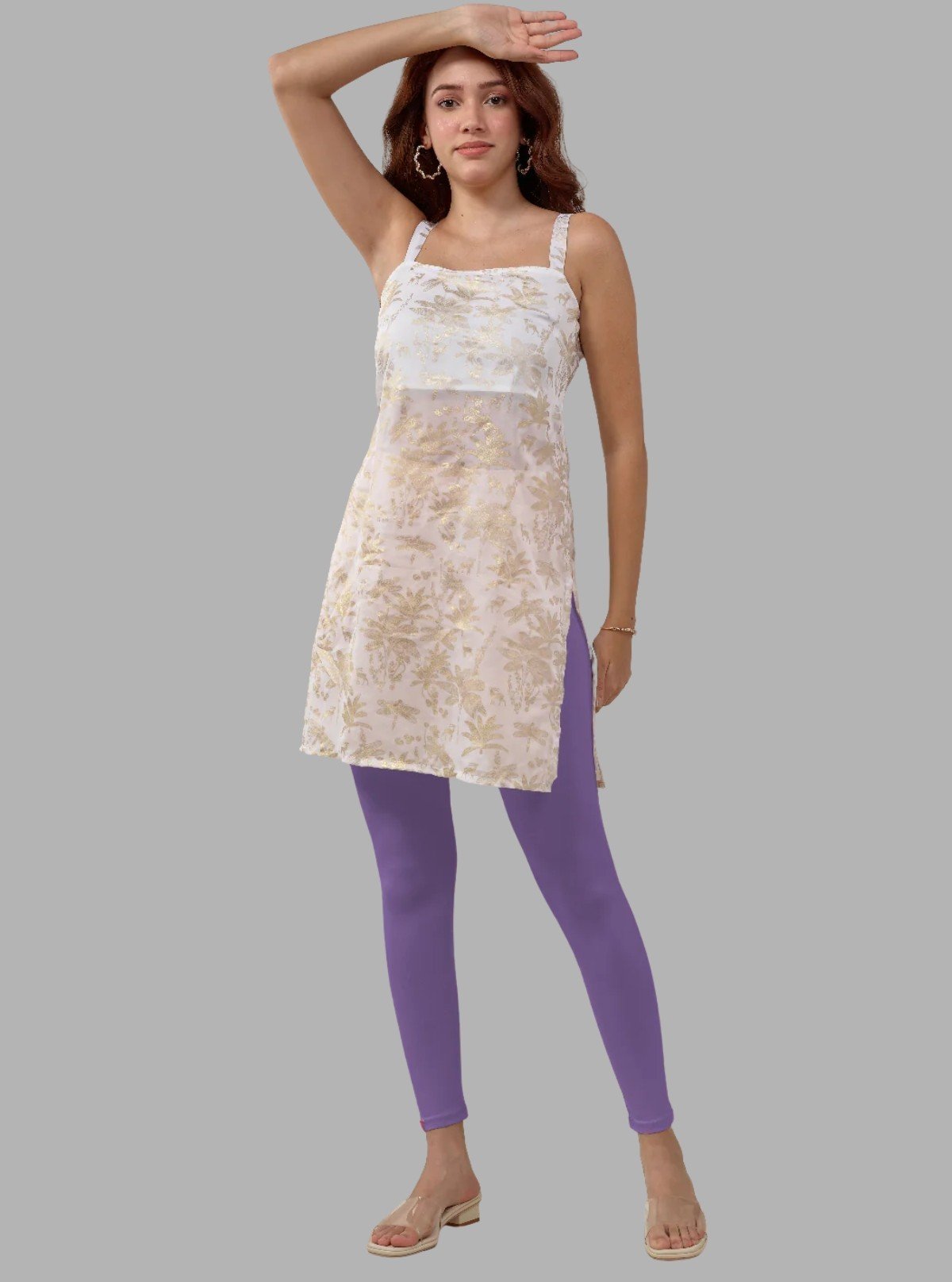 Women's Lilac Ankle Legging – Cotton Elastane Feather - Touch Jersey by Boer & Fitch - Boer and Fitch