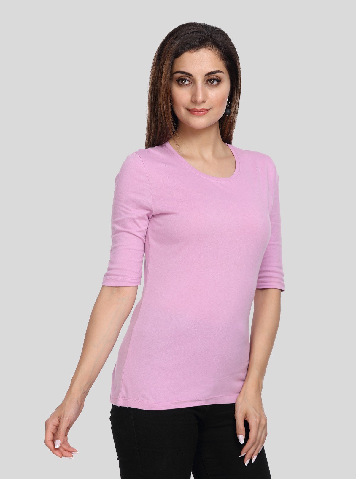 Women's Lilac Crew Neck Cotton Jersey Half Sleeve T-Shirt by Boer and Fitch - Boer and Fitch