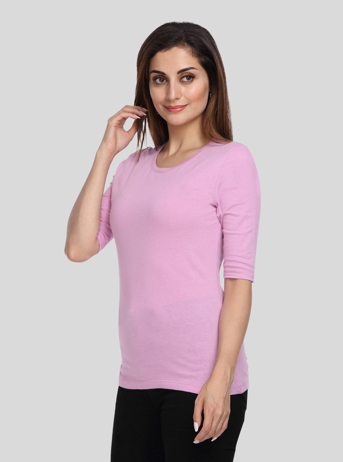 Women's Lilac Crew Neck Cotton Jersey Half Sleeve T-Shirt by Boer and Fitch - Boer and Fitch