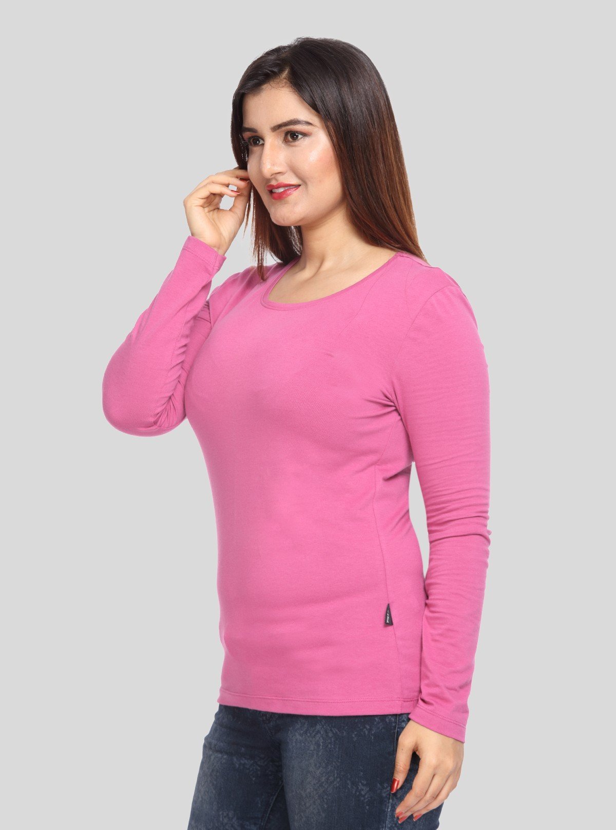 Women's Lilac Solid Long Sleeve Cotton Jersey Top | Boer & Fitch - Boer and Fitch