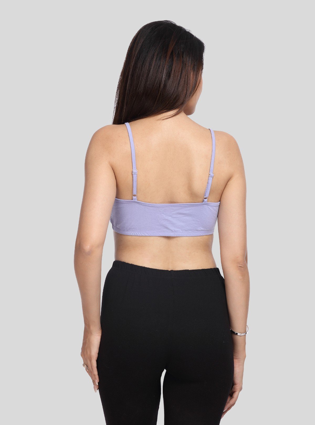 Women’s Lilac Sports Bra with Straps – Cotton Elastane Activewear Essential - Boer and Fitch