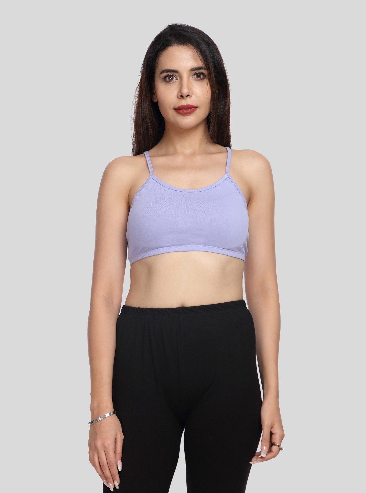 Women’s Lilac Sports Bra with Straps – Cotton Elastane Activewear Essential - Boer and Fitch