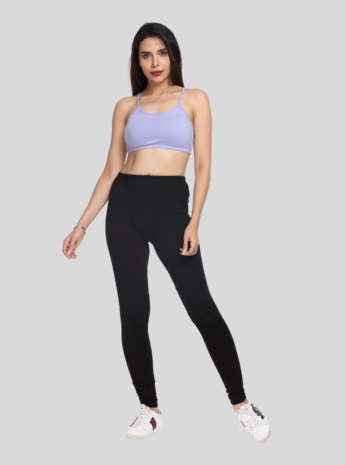 Women’s Lilac Sports Bra with Straps – Cotton Elastane Activewear Essential - Boer and Fitch