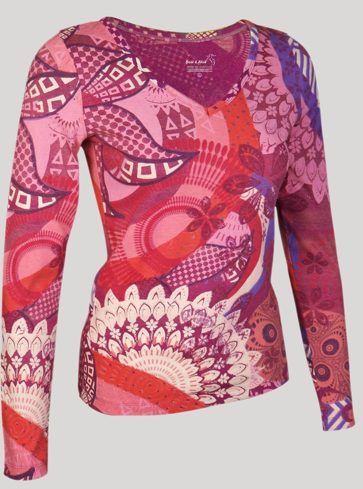 Women’s Long Sleeve Oasis Printed Cotton Top – Stylish Casual by Boer and Fitch - Boer and Fitch