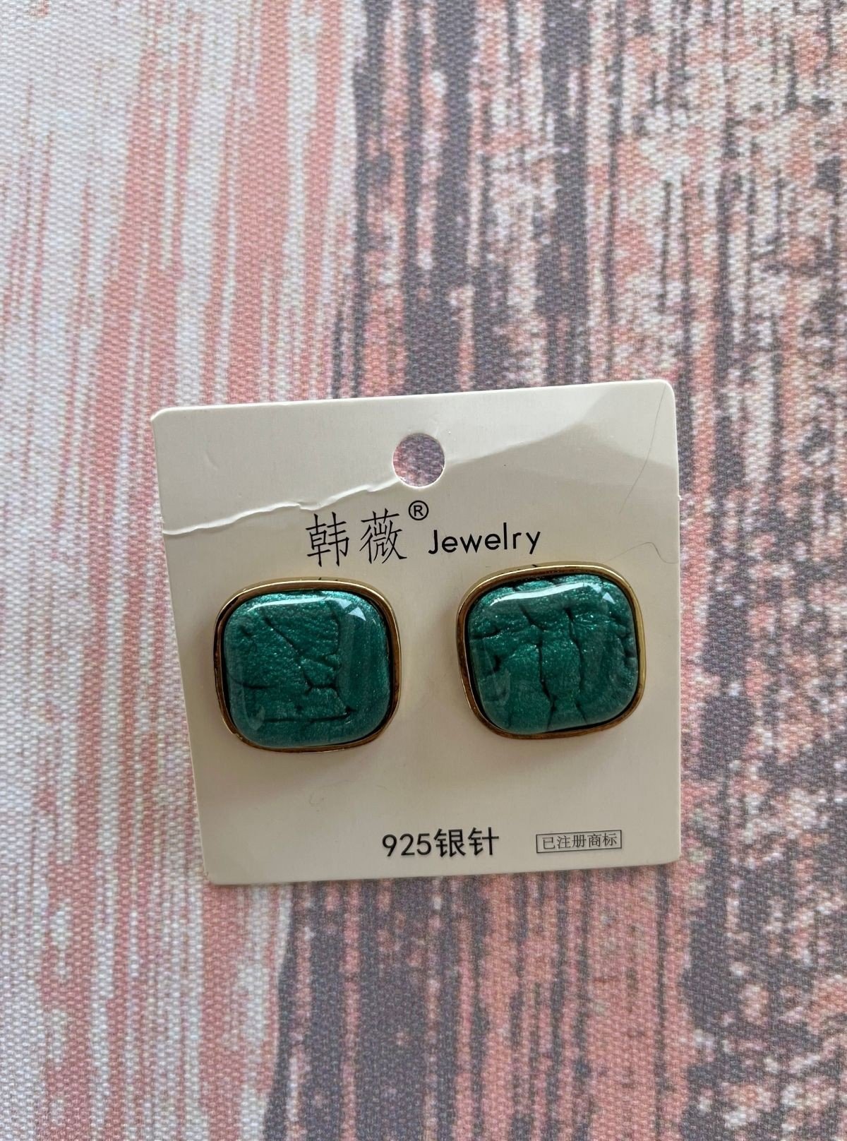 Women's Marble Look Green Stud Earrings – Modern Chic by Boer and Fitch - Boer and Fitch