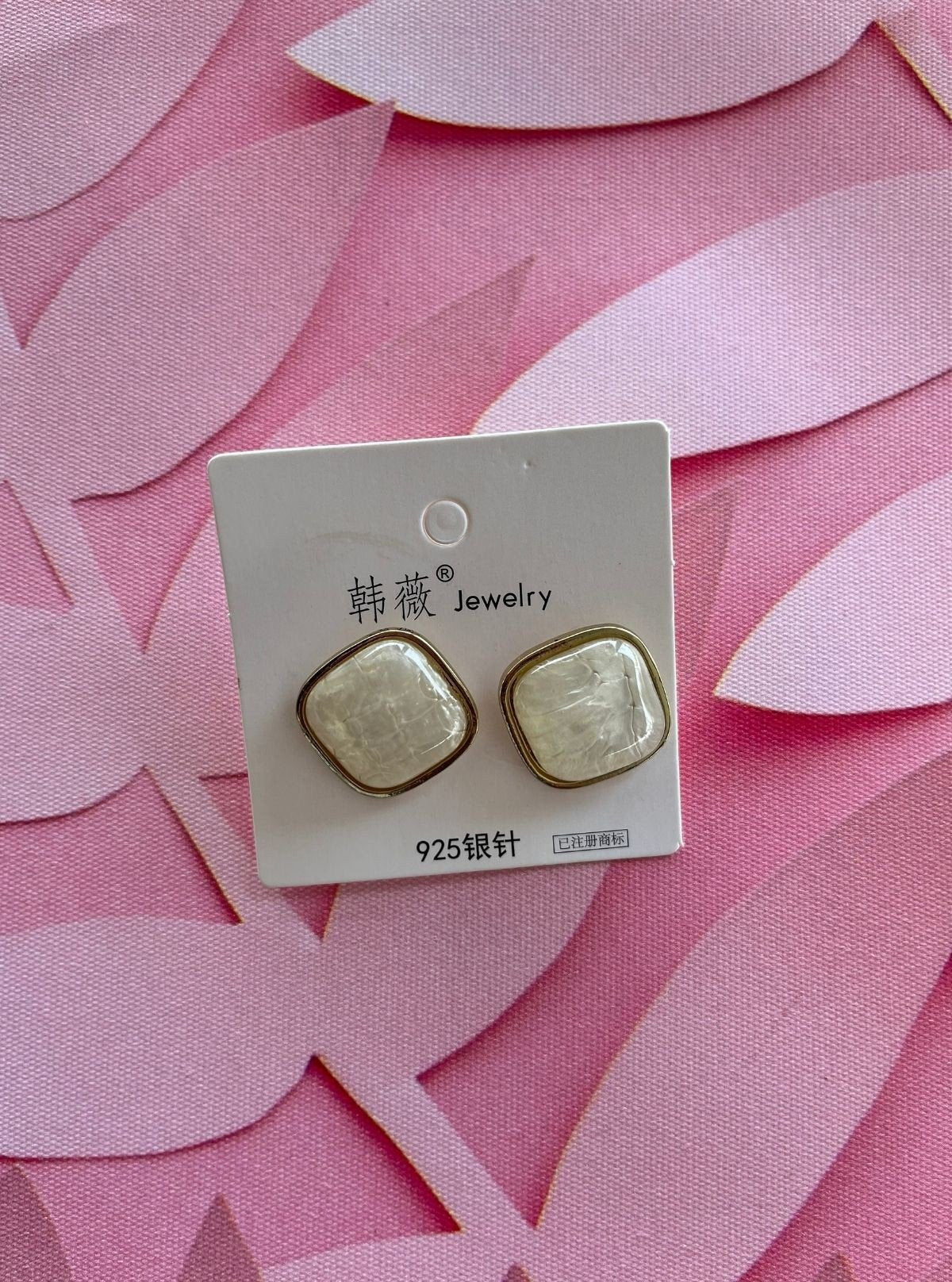 Women's Marble Look White Stud Earrings – Elegant Minimalism by Boer and Fitch - Boer and Fitch